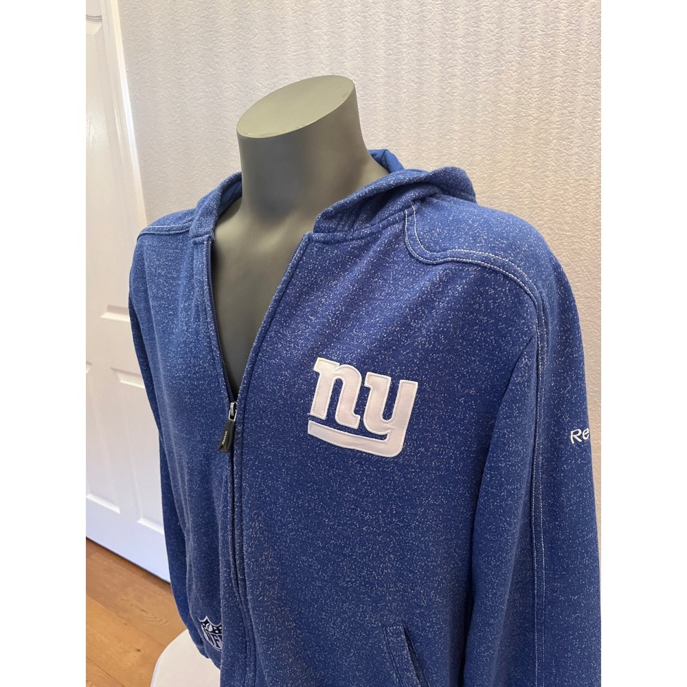Reebok NY Giants Hoodie Mens Medium Blue Excellent OnField Full Zip NFL Marl